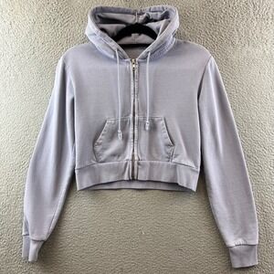 Brandy Melville Light Lavender Cropped Zip Hoodie